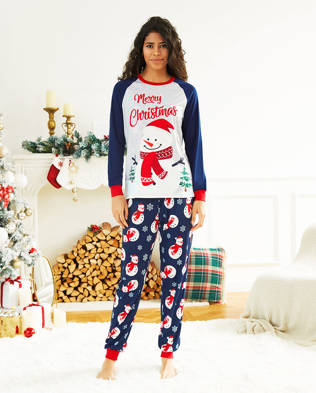 PatPat Matching Family Christmas Pajamas Snowman Print Colorblock