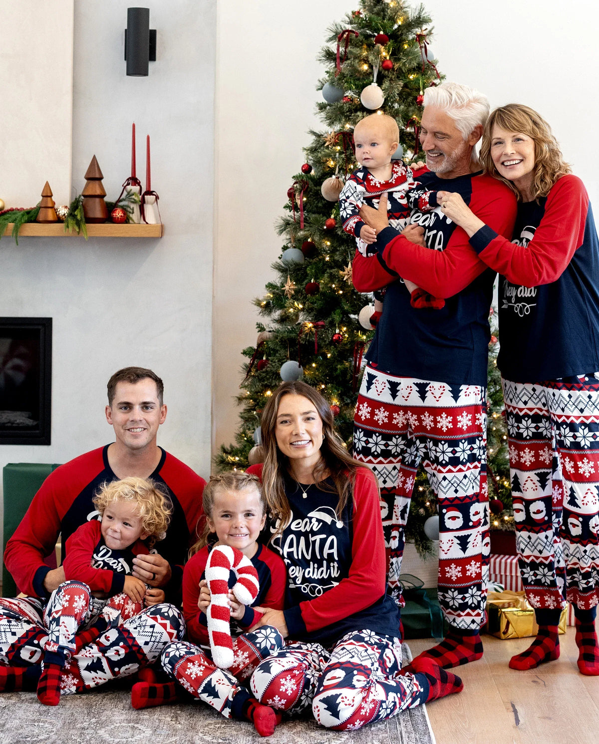 PatPat Family Matching Christmas Pajamas Glow in the Dark Navy