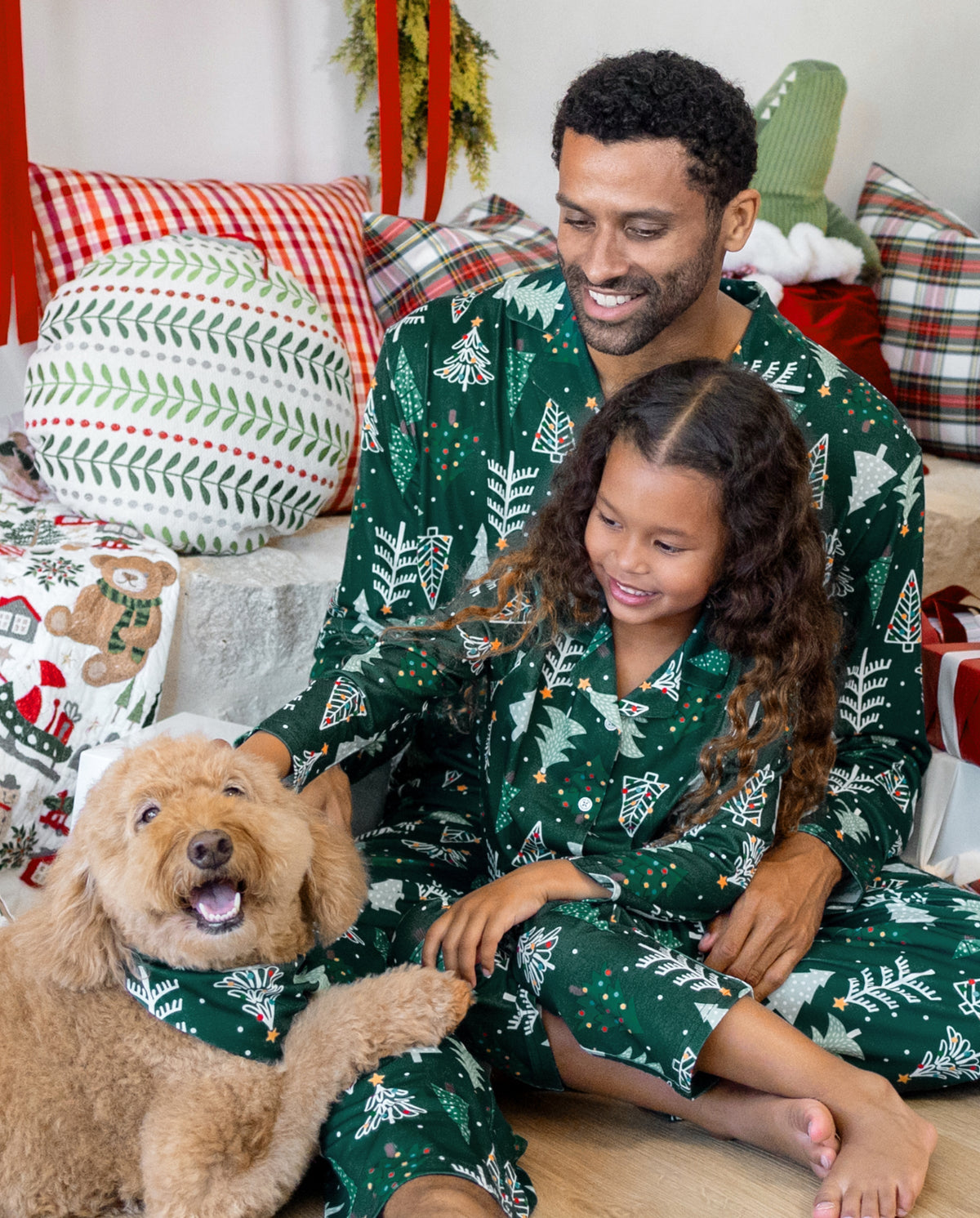 PatPat Family Matching Christmas Pajamas Christmas Tree Print Dark Green