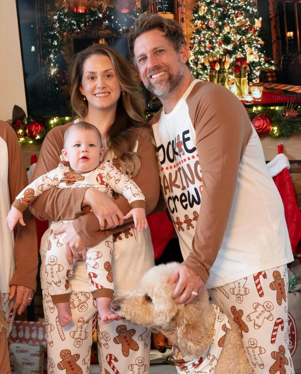 PatPat Family Matching Christmas Pajamas Gingerbread Print Khaki