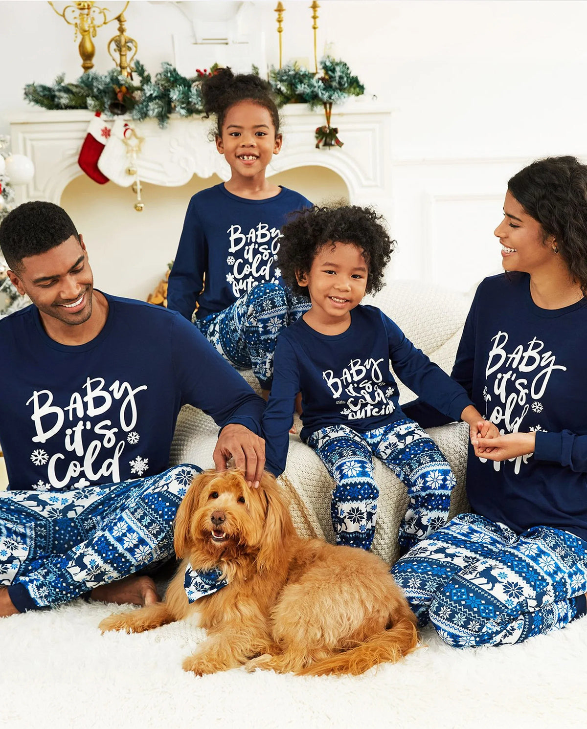 PatPat Family Matching Christmas Pajamas Baby It's Cold Outside Print Blue