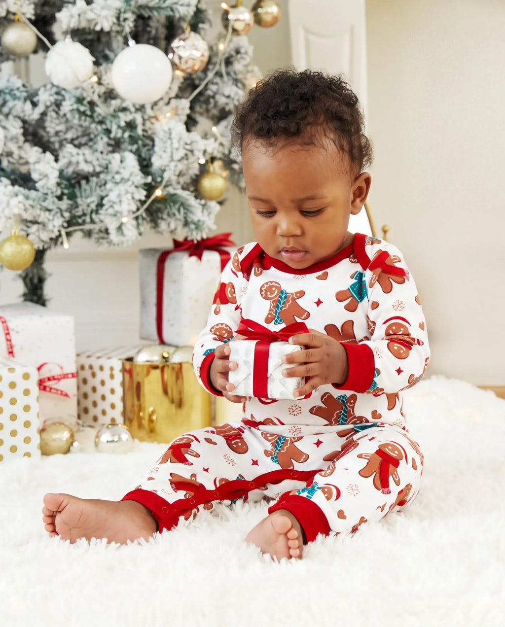PatPat Matching Family Christmas Pajamas Gingerbread Print White