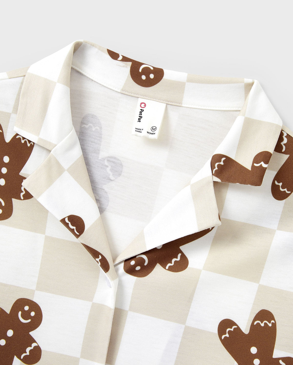 PatPat Family Matching Christmas Pajamas Gingerbread & Plaid Print Khaki