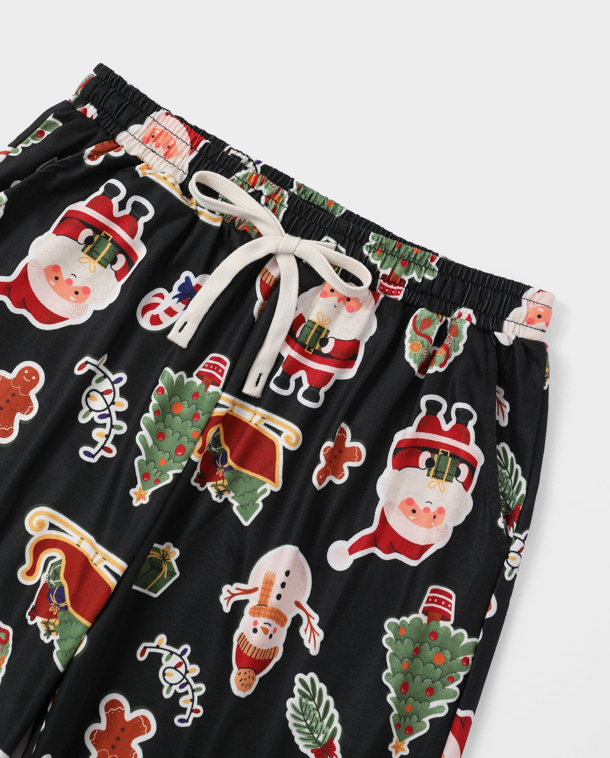 PatPat Family Matching Christmas Pajamas Christmas Tree & Gingerbread Print Black