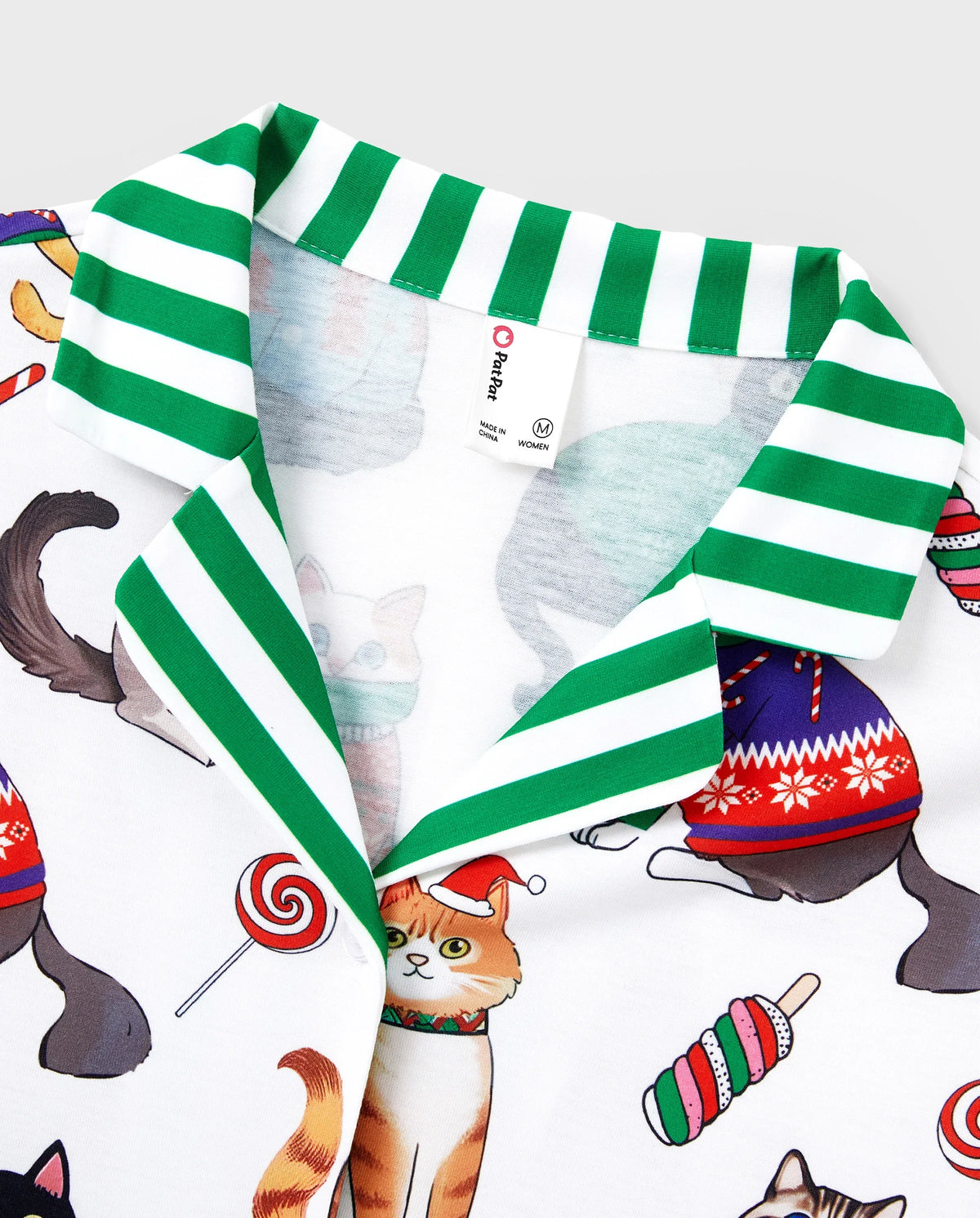 PatPat Matching Family Christmas Pajamas Festive Cat Print Multicolor