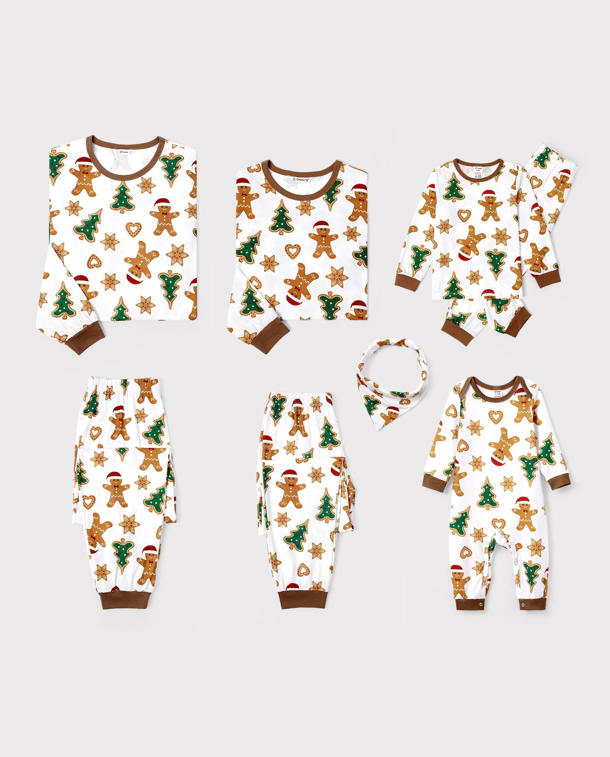 PatPat Family Matching Christmas Pajamas Gingerbread & Christmas Tree Brown