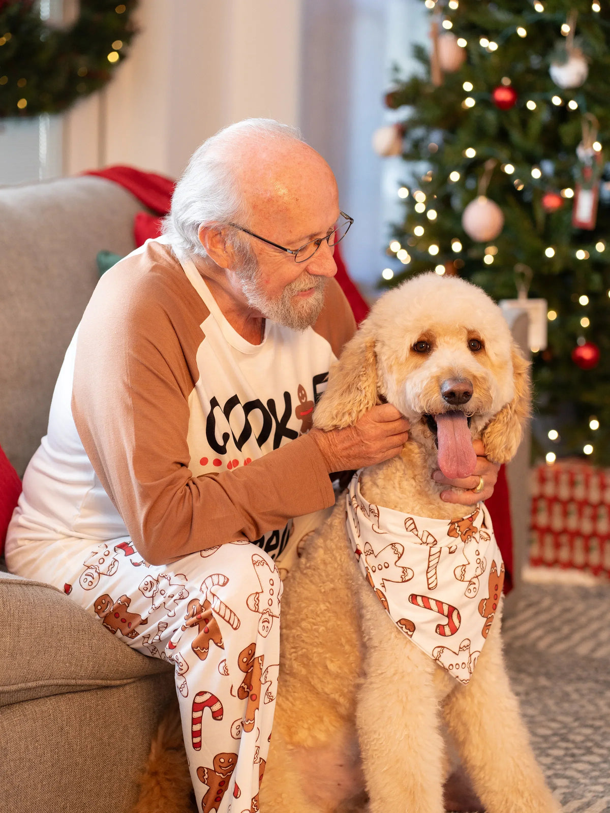 PatPat Family Matching Christmas Pajamas Gingerbread Print Khaki