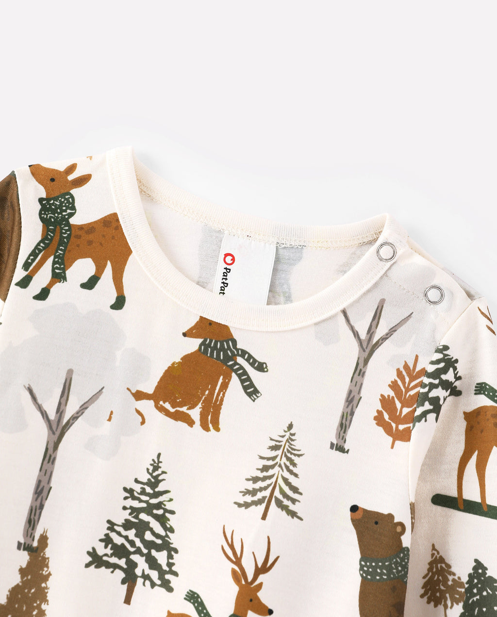 PatPat Matching Family Christmas Pajamas Woodland Print Beige