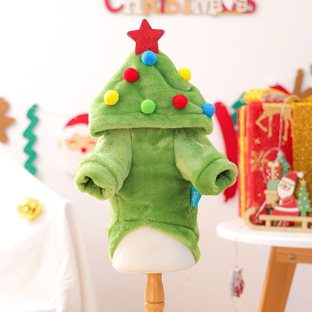 Christmas Tree Fleece Hooded Dog Cat Hoodie