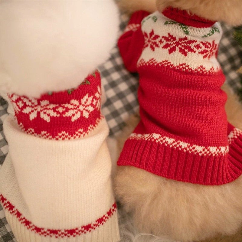 Christmas Snowflake Color Block Dog Cat Sweater