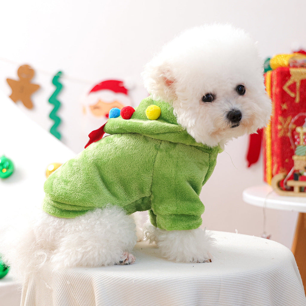 Christmas Tree Fleece Hooded Dog Cat Hoodie