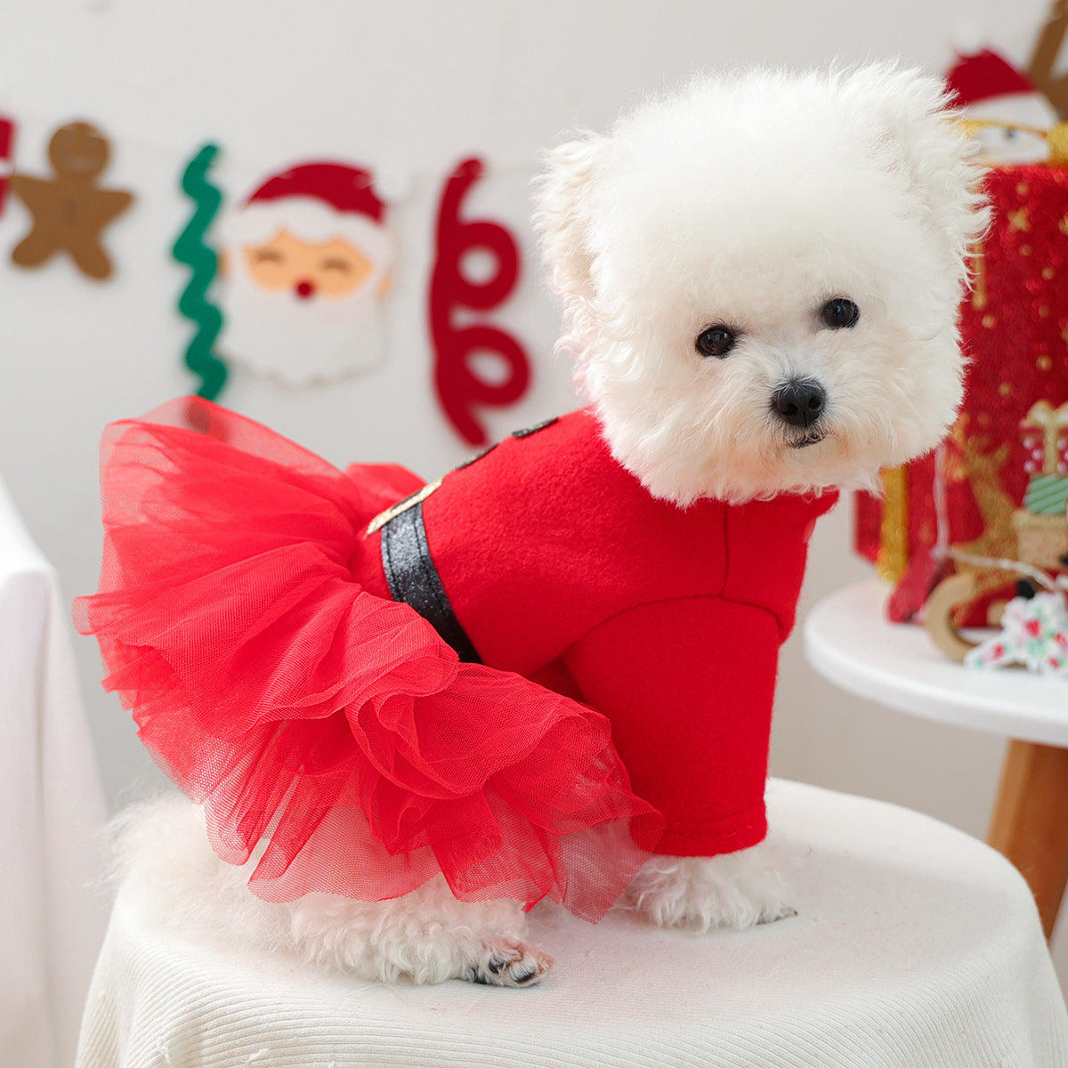Santa Pattern Christmas Dog Cat Princess Dress
