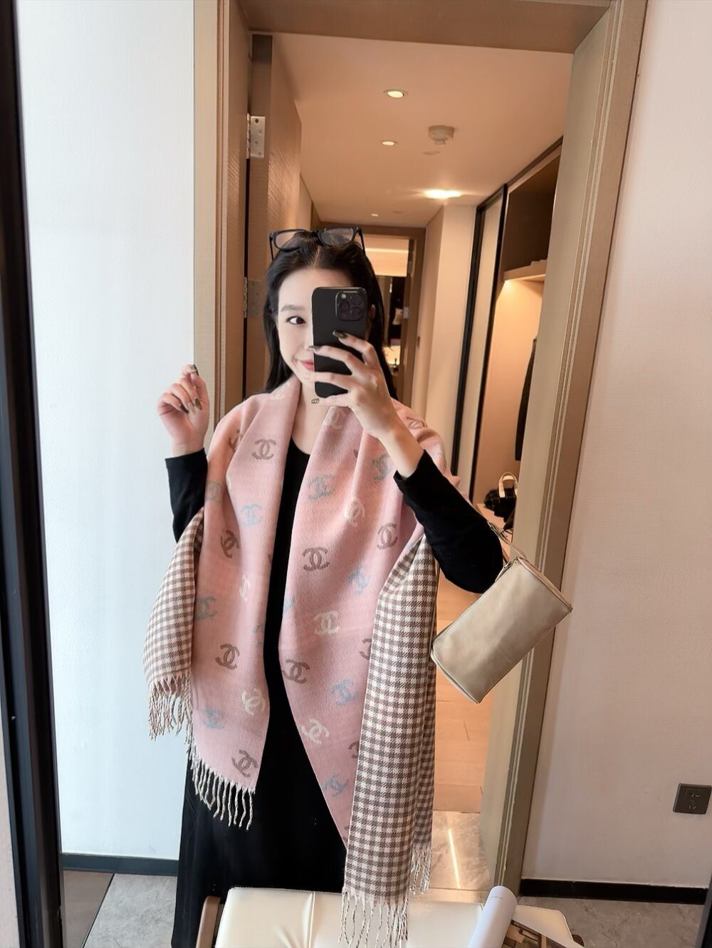 Chanel Reversible Interlocking-C Fringe Scarf